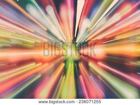 Aabstract Blurred Colorful Lights Trail  Background Using Motion Zoom Burst Technique