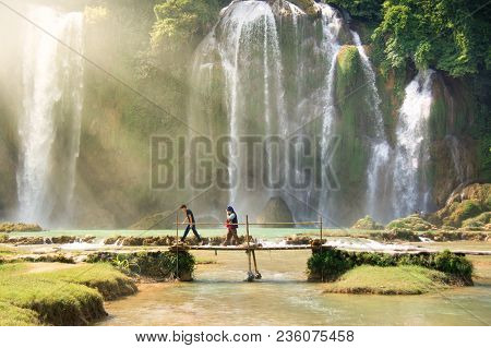 Ban Gioc Waterfall(veitnam Name) Or Detian Waterfall(chinese Name) Waterfall Is The Most Magnificent
