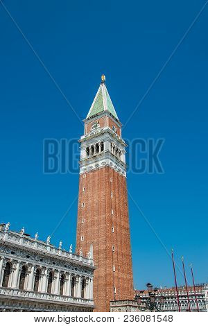 View Of The Top Of The St Marks Campanile In Venice, Italy