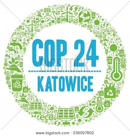 Cop 24 In Katowice, Poland Illustration With A White Background