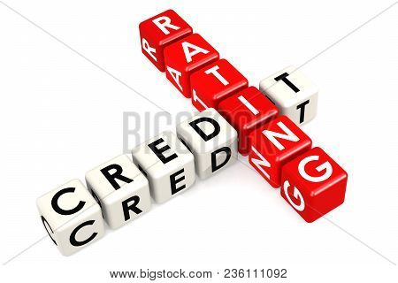 Credit Rating Buzzword In Red And White. 3d Rendering