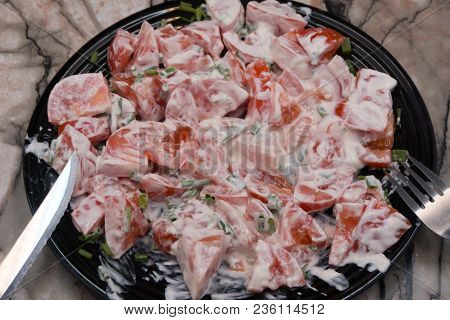 Salad From Tomato Sliced Snack Spice Summersalad