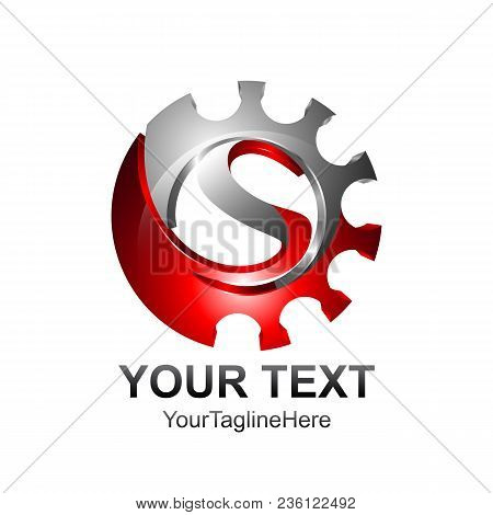Letter S Logo Design Template Colored Red Silver Gear Design For Business And Company Identity. Abst