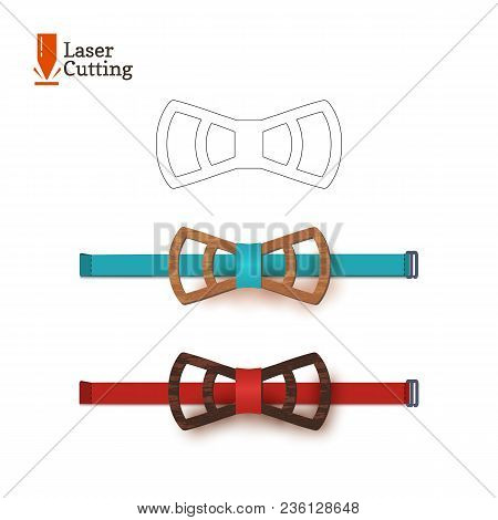 Laser Cut Bow-tie Template For Diy. Vector Silhouette For Cutting A Bow Tie On A Cnc, Lathe Made Of 
