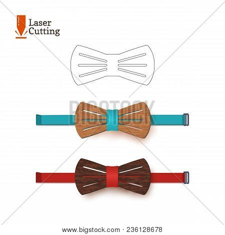 Laser Cut Bow-tie Template For Diy. Vector Silhouette For Cutting A Bow Tie On A Cnc, Lathe Made Of 