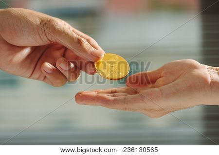 Uncertainty With Bitcoin In Hand,war Of Bitcoin,pull Bitcoin With Hand To Hand, Many Bitcoins Up,on