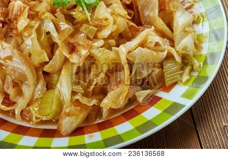 Cabbage Sauteed With Chicken, Succulent Cabbage Sauteed With Tender Chicken And Vegetables.