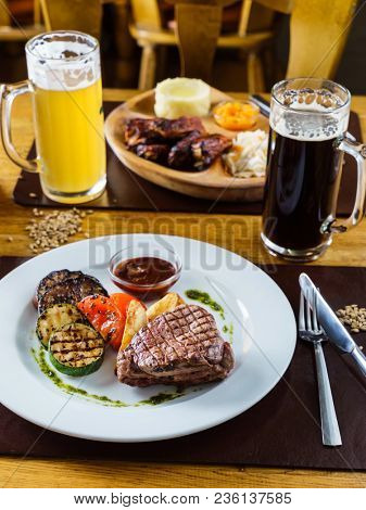 steak with grilled vegetables