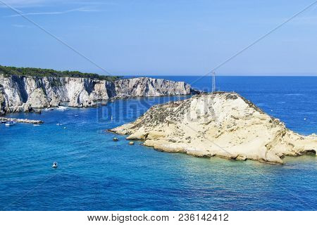 View Of Tremiti Islands With Blue Water, Boats And Clouds. Gargano. Puglia, Italy. For Nature, Trave