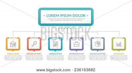 Infographic Template With Main Idea And 6 Steps Or Options, Workflow, Process Chart, Vector Eps10 Il
