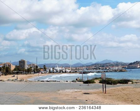 From Frejus Beach Looking Towards The Marina And Town