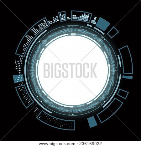 Design Of Round Hud User Interface With White Background. Futuristic Technological Backdrop. Stock V