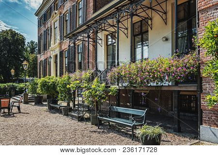 Rozendaal, Netherlands, August 23, 2014: The Frontside Of The Castle And Park  Rosendael Located In 