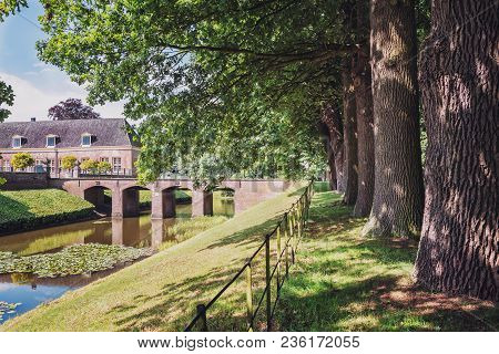 De Steeg, Netherlands, August 23, 2014: The Bridge To Castle And Estate Middachten In De Steeg In Th