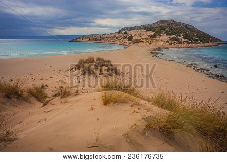 Scenic Simos Beach On Elafonisos Island In Greece