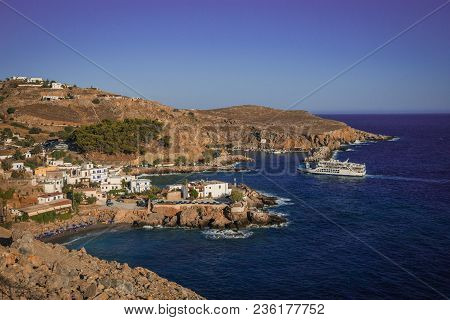 Picturesque seascape in Bay of Souda in Greece