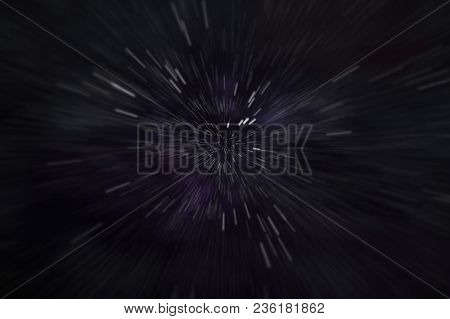 Abstract Of Warp Or Hyperspace Motion In Blue Star Trail.