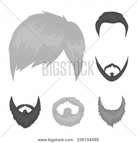 Mustache And Beard, Hairstyles Monochrome Icons In Set Collection For Design. Stylish Haircut Vector