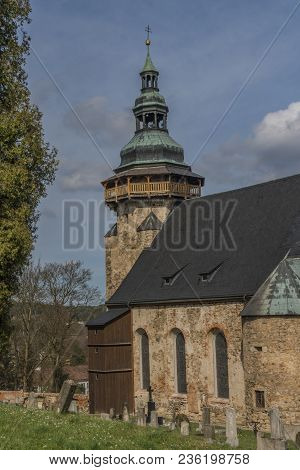 Church In Horni Slavkov Town In Spring Sunny Day