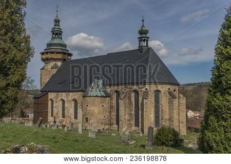 Church In Horni Slavkov Town In Spring Sunny Day