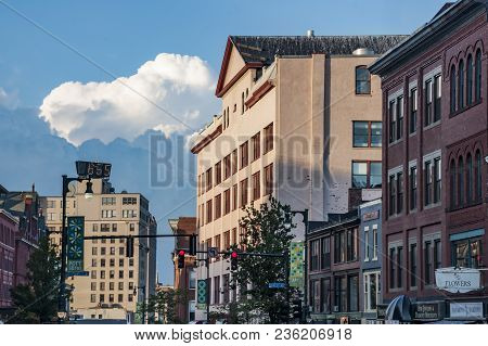 Portlan, Me - August 3, 2013: Old Brick Building In One Of The Main Street On August 3, 2013 In Port