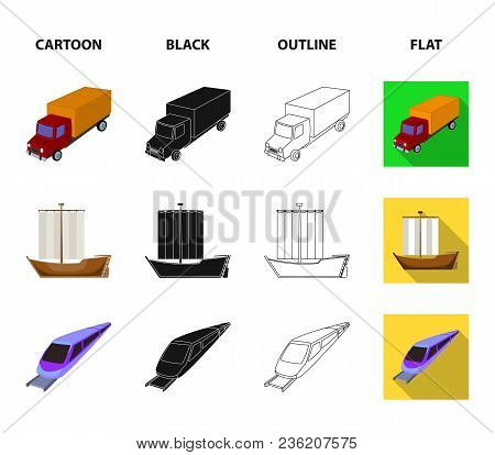 The Truck, The Boat, The Subway, The Funicular Modes Of Transport. Transport Set Collection Icons In