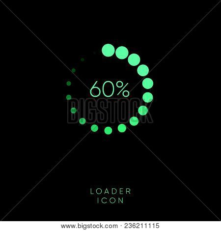 Blue Loading Icon On Dark Background. Load Logo.
