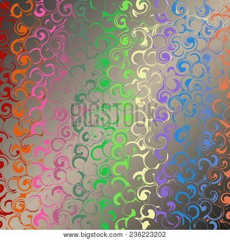 Beautiful Background With Multicolored Curls On Gray. Excellent As A Background For The Manufacture 