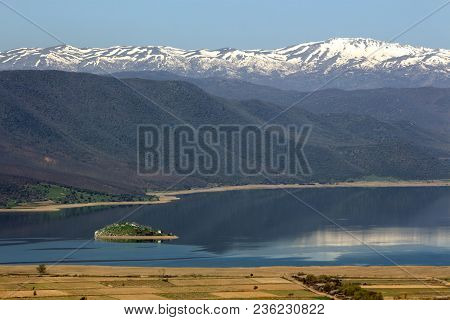 Landscape Of Little Prespa Lake, Municipality Of Devol, Greece.