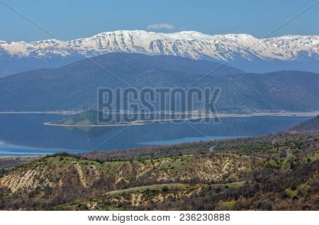 Landscape Of Little Prespa Lake, Municipality Of Devol, Greece.