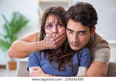 Desparate wife with aggressive husband in domestic violence conc