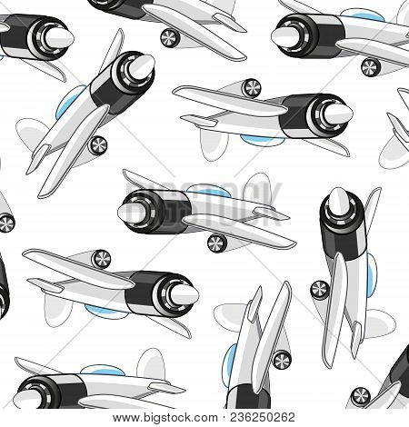 Warplane Fighter On White Background Pattern.vector Illustration