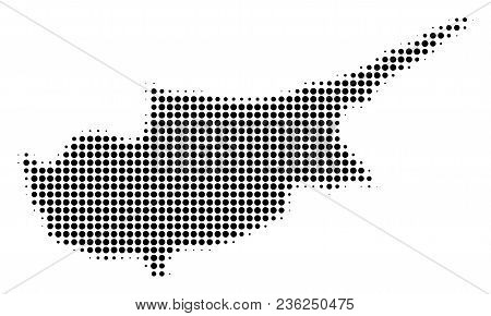 Cyprus Island Map Halftone Vector Pictogram. Illustration Style Is Dotted Iconic Cyprus Island Map I