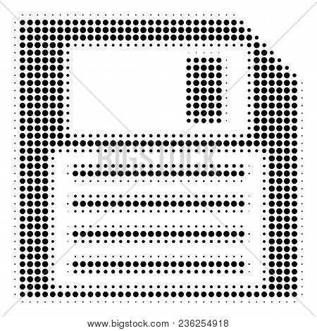 Floppy Disk Halftone Vector Pictogram. Illustration Style Is Dotted Iconic Floppy Disk Icon Symbol O
