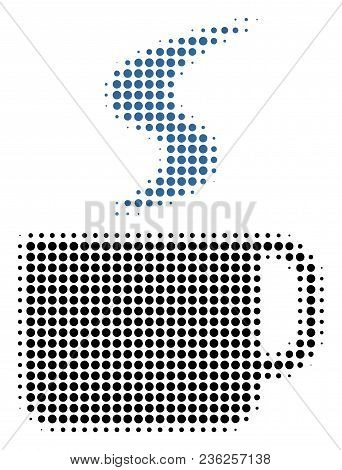 Hot Coffee Cup Halftone Vector Icon. Illustration Style Is Dotted Iconic Hot Coffee Cup Icon Symbol 