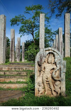 Ruins Of Stone Columns At Thuparama Dagoba In The Mahavihara (the Great Monastery), Sacred City Of A