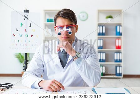 Eye doctor in eyecare concept in hospital