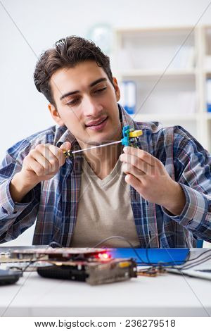 Computer hardware repair and fixing concept by experienced techn