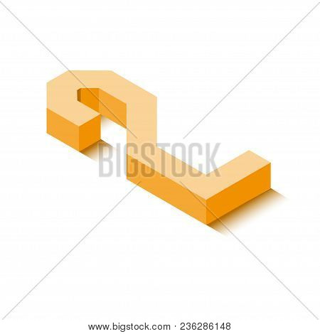 Isometric Two Orange Icon, 3d Character With Shadow, Vector Eps10