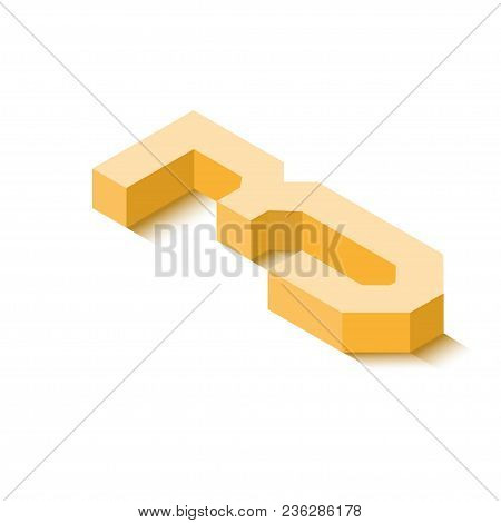 Isometric Three Orange Icon, 3d Character With Shadow, Vector Eps10