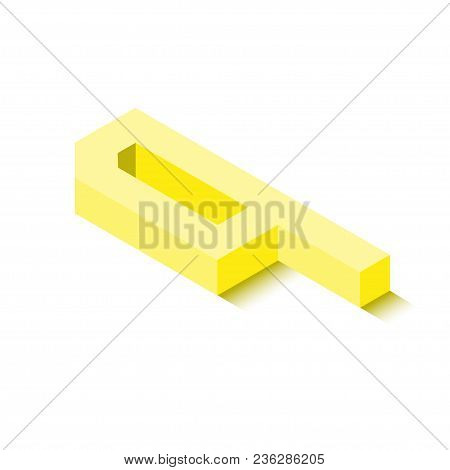 Isometric Four Yellow Icon, 3d Character With Shadow, Vector Eps10