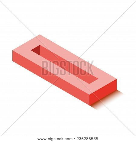 Isometric Zero Red Icon, 3d Character With Shadow, Vector Eps10