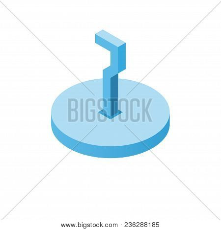 Isometric Blue Seven Icon On Disk, 3d Character, Vector Eps10