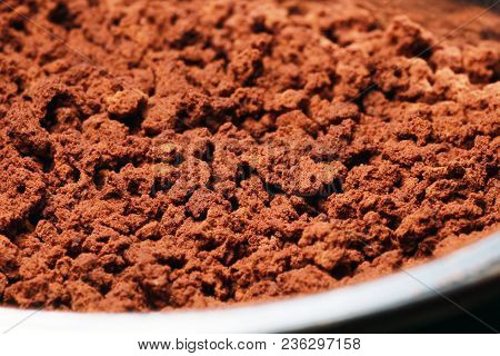 Instant Coffee In Granules. Instant Coffee Background Macro.