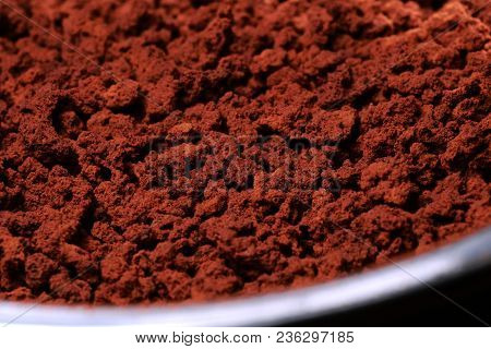 Instant Coffee In Granules. Instant Coffee Background Macro.