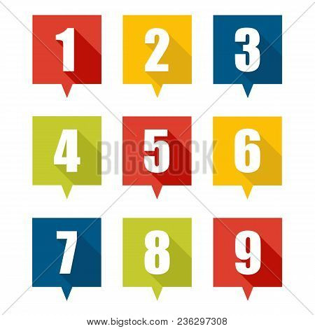 Set Of Flat Pin Marker Icons With Numbers
