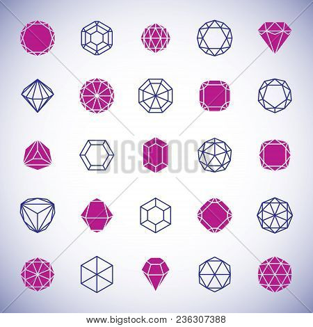 Vector Abstract Geometric Forms Collection Can Be Used As Corporate Business Identity Logo. Faceted 