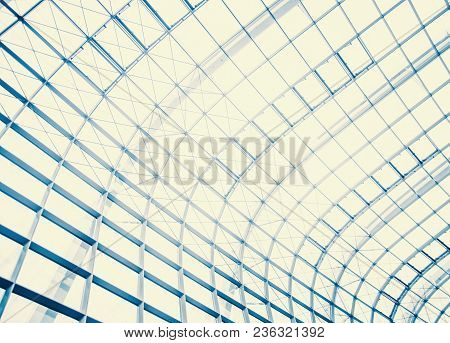 Transparent Glass Ceiling Subway Station , Airport ,modern Building  With Curving Roof And Glass Ste