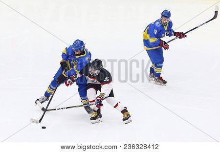 Kyiv, Ukraine - April 14, 2018: Iihf 2018 Ice Hockey U18 World Championship Div 1 Group B Game Ukrai