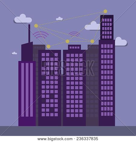 Wi-fi Connection Design, City High Buildings, Vector Illustration Eps10 Graphic